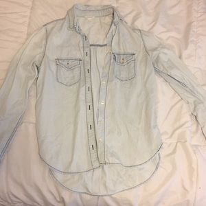Light washed denim button down shirt